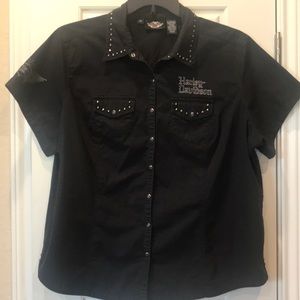Harley Davidson Studded Pearl Snap Shirt Size 2W